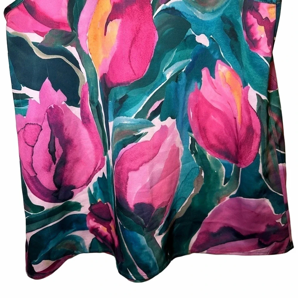 Fabletics Eco Satin Sleep Tank Painted Tulip Print Size XSmall
